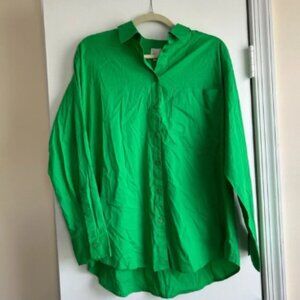 Target A New Day Vibrant Green Oversized Button Down Size M